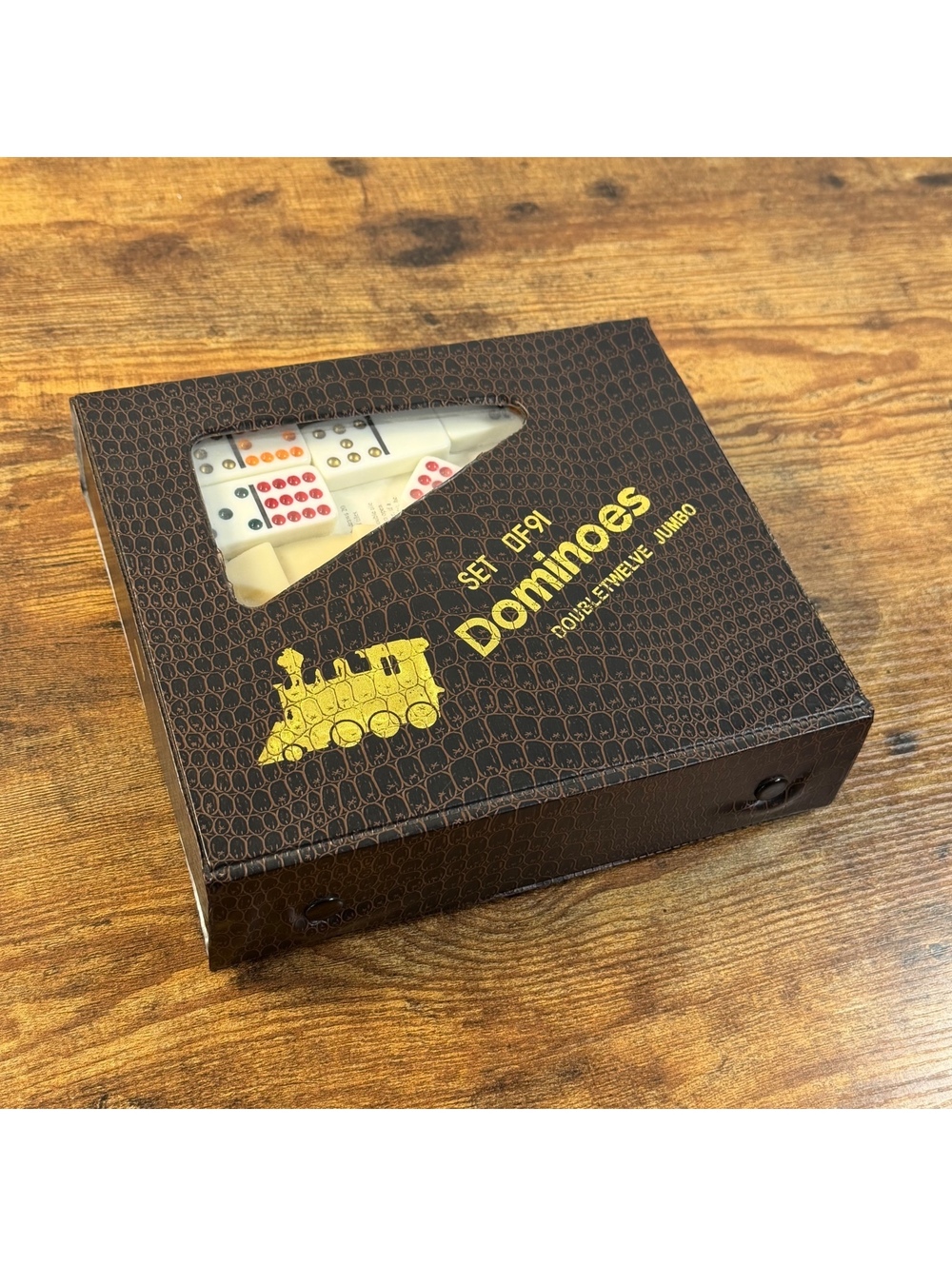 Double 12 Jumbo Dominoes Mexican Train Set DF91 Color Dot 91 Tiles Complete